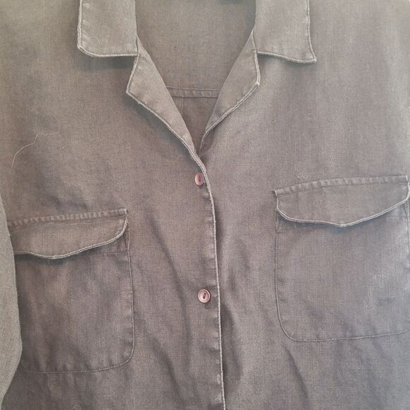 Style & Co 100% Linen Black Shirt Shacket Vintage Hong Kong Relaxed Fit size L - Picture 7 of 16